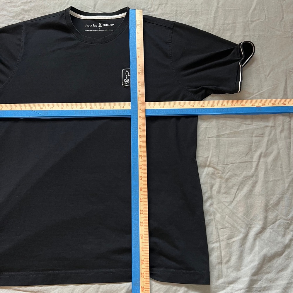 PSYCHO BUNNY Mens Size XL T Shirt Black Pima Cotton Graphic Logo Short Sleeve - Picture 8 of 13
